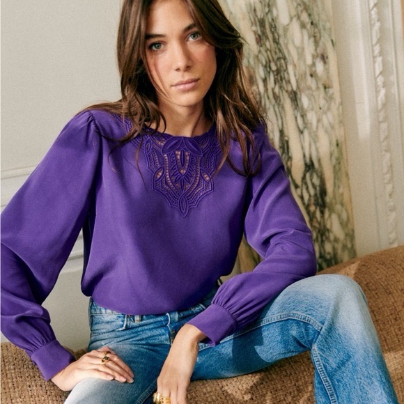 Sezane Tops - Sezane Carlotta Blouse Violet Foncé - Size 46/14